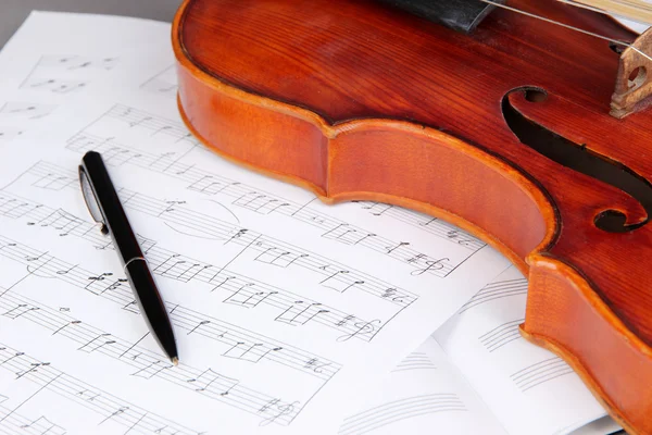 Violín clásico en notas — Foto de Stock