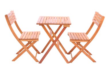 ahşap masa sandalye üzerinde beyaz izole