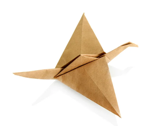 Origami żuraw na białym tle — Zdjęcie stockowe