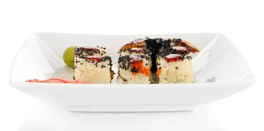 lezzetli maki sushi - roll üzerine beyaz izole