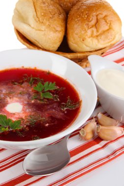 lezzetli borsch üzerinde tablo yakın çekim