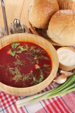 lezzetli borsch üzerinde tablo yakın çekim