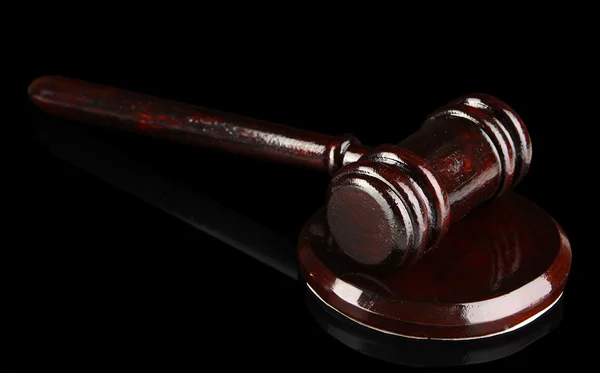 Wooden gavel on black background — Stock Photo, Image