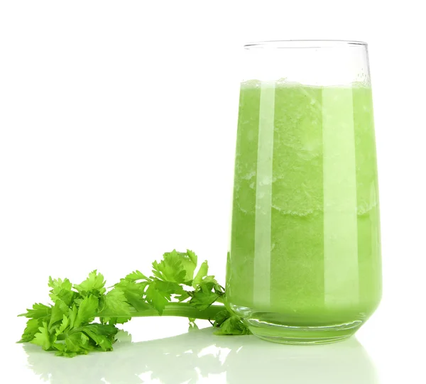 Glass of celery juice, isolated on white — Stock Photo, Image