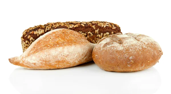 Složení s chlebem, izolované na bílém — Stock fotografie