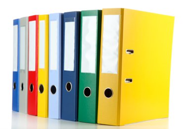 parlak office klasörler üzerinde beyaz izole