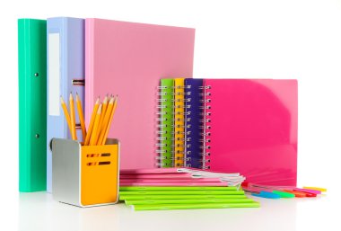 parlak office klasörler ve üzerinde beyaz izole farklı ileti örneği