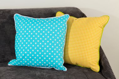 kanepede üstüne beyaz izole renkli yastıklar