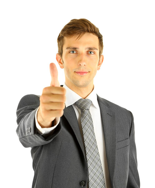 Portrait of young businessman, isolated on white