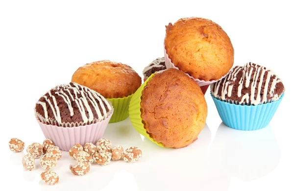 Doces cupcakes isolados em branco — Fotografia de Stock
