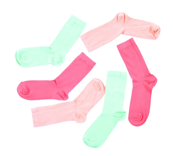 Красочные носки, изолированные на белом — стоковое фото