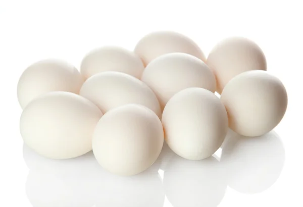 Many eggs isolated on white — Stock Photo, Image