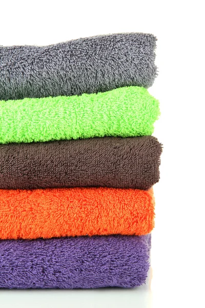 Pile of colorful towels, isolated on white — Stock Photo, Image