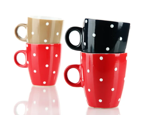 Four cups of polka dot isolated on white — Stock Photo, Image