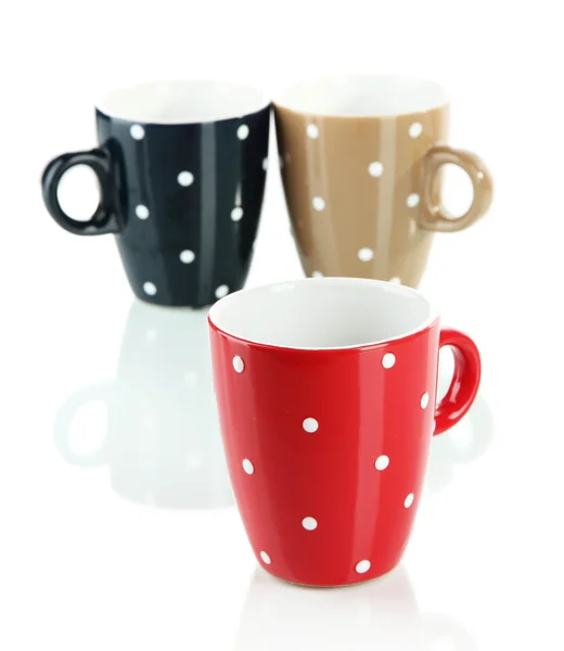 Three cups of polka dot isolated on white — Stock Photo, Image