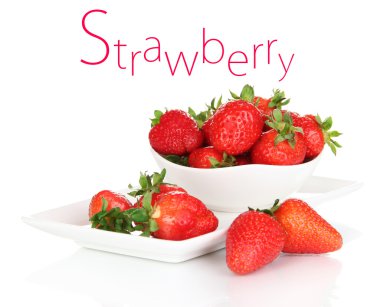 beyaz izole kase taze çilek