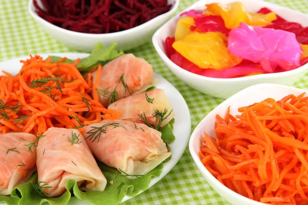 Stuffed cabbage rolls on table close-up — Stock Photo, Image