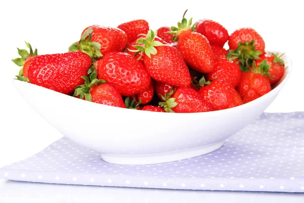 Fresh strawberry in bowl isolated on white — Stock Photo, Image