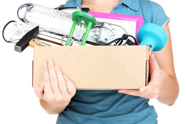 Propiedad personal en caja aislada en blanco — Foto de Stock