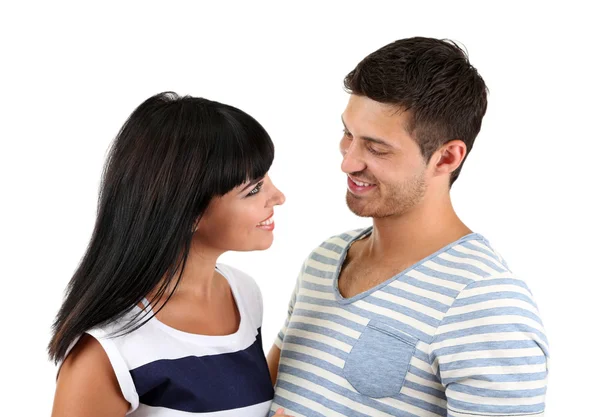 Beau couple aimant ensemble isolé sur blanc — Photo