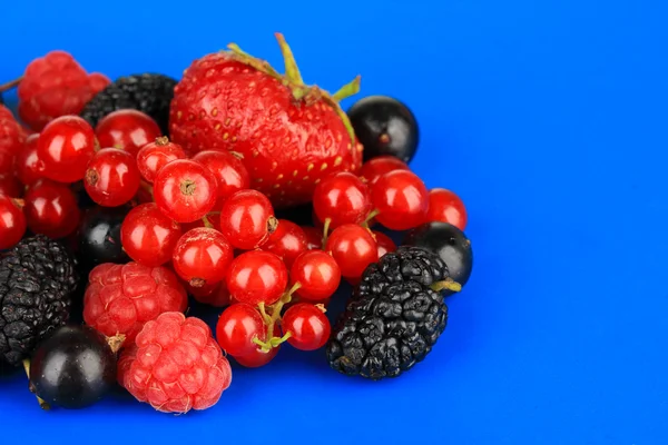 Ripe berries on blue background — Stock Photo, Image