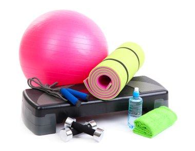 farklı araçları üzerinde beyaz izole fitness için