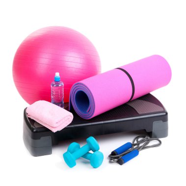 farklı araçları üzerinde beyaz izole fitness için