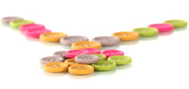 parlak renkli düğmeler üzerinde beyaz izole