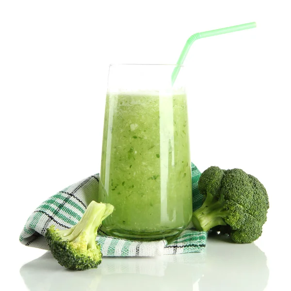 Szklanka soku brokuły, na białym tle — Zdjęcie stockowe