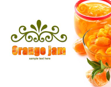 lezzet ve üzerinde beyaz izole mandalina, portakal reçeli