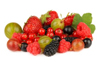 Olgun meyveler üzerinde beyaz izole