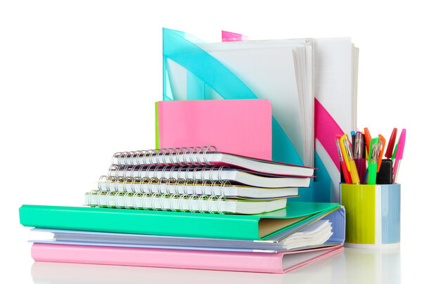 Bright different stationery isolated on white