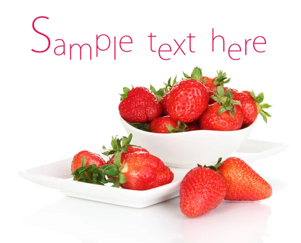 Fresh strawberry in bowl isolated on white — Stock Photo, Image