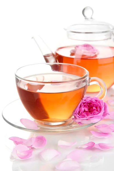 Té rosa aislado en blanco — Foto de Stock