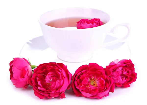 Розовый чай на белом — стоковое фото