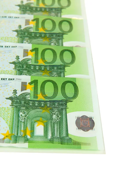 Τραπεζογραμμάτια ευρώ που έχουν απομονωθεί σε λευκό χρώμα — Φωτογραφία Αρχείου