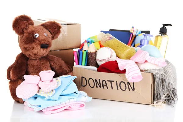 Caja de donación aislada en blanco — Foto de Stock