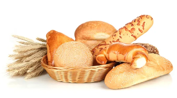 Odmiany chleba na białym tle — Zdjęcie stockowe
