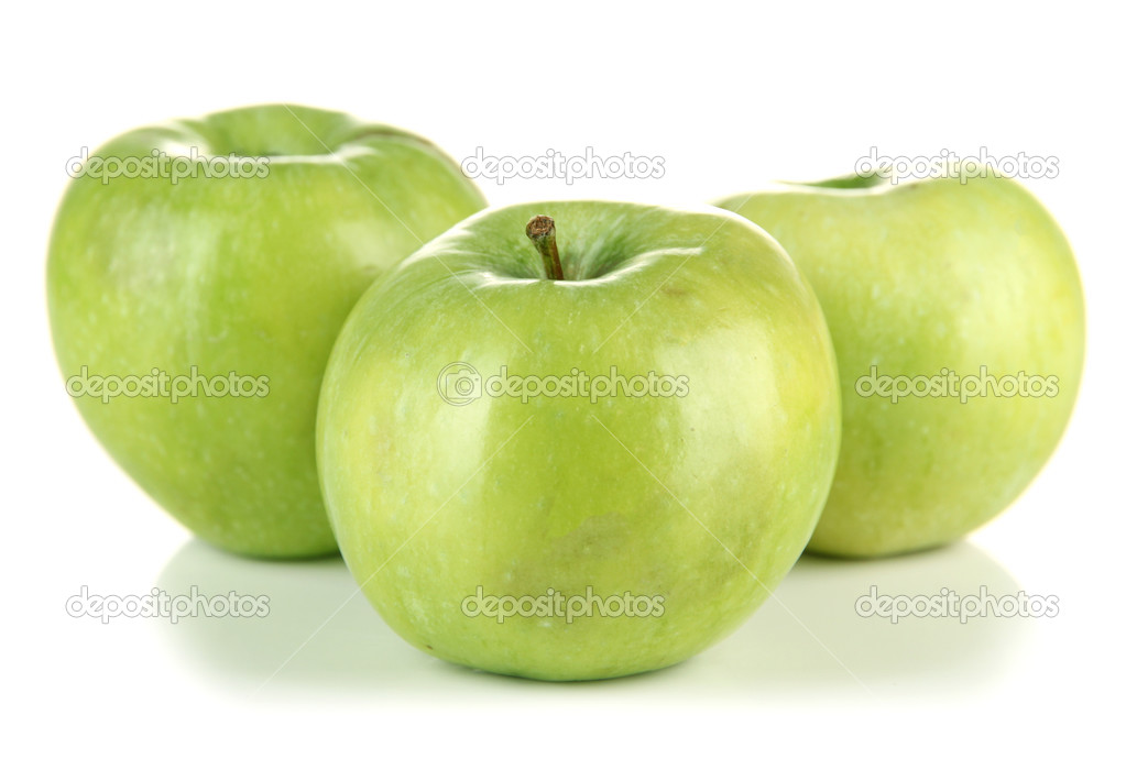 Juicy green apples, isolated on white