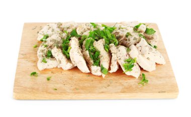 gemide izole üzerinde beyaz haşlanmış et