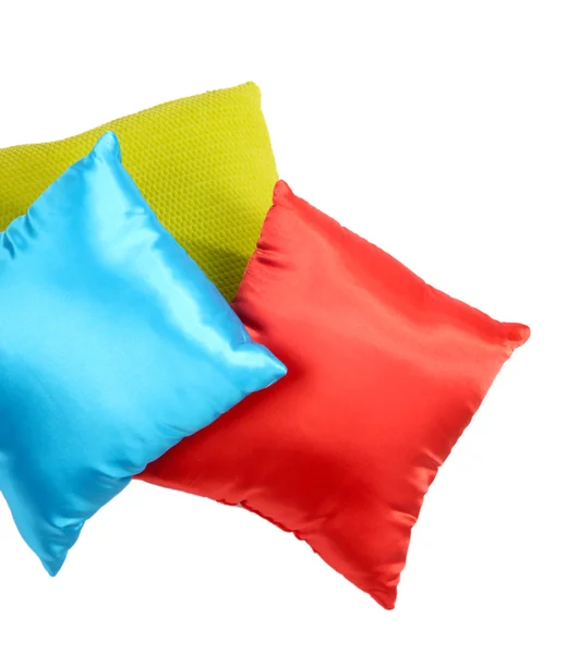 Three bright pillows isolated on white — Stock Photo, Image