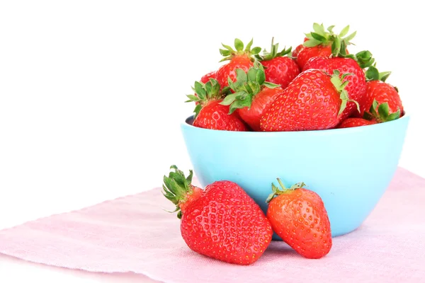 Fresh strawberry in bowl isolated on white — Stock Photo, Image