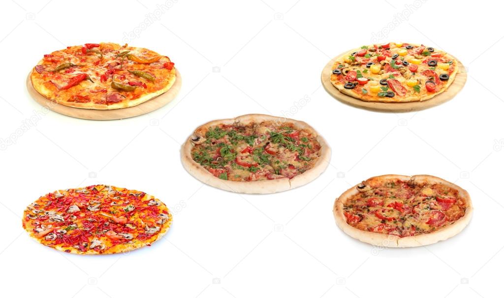 Pizza set isolated on white