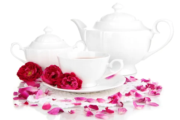 Té rosa aislado en blanco — Foto de Stock