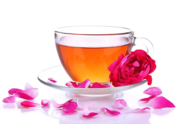 Té rosa aislado en blanco — Foto de Stock