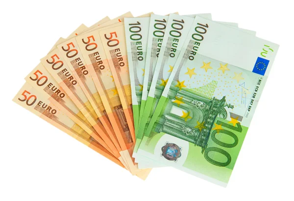 Euro banknotes isolated on white — Stock Photo, Image