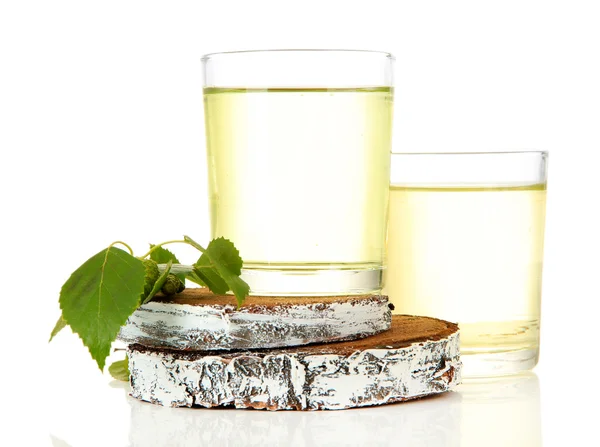 Glasses of birch sap, isolated on white — Stock Image Glasses of birch sap, isolated on white Royalty Free Stock Images