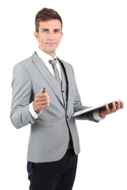 Beyaz tenli genç iş adamı.