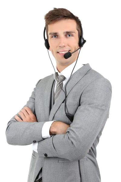 Call center exploitant geïsoleerd op wit — Stockfoto