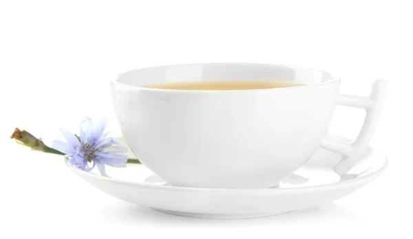 Cup of tea with chicory, isolated on white — Stock Photo, Image